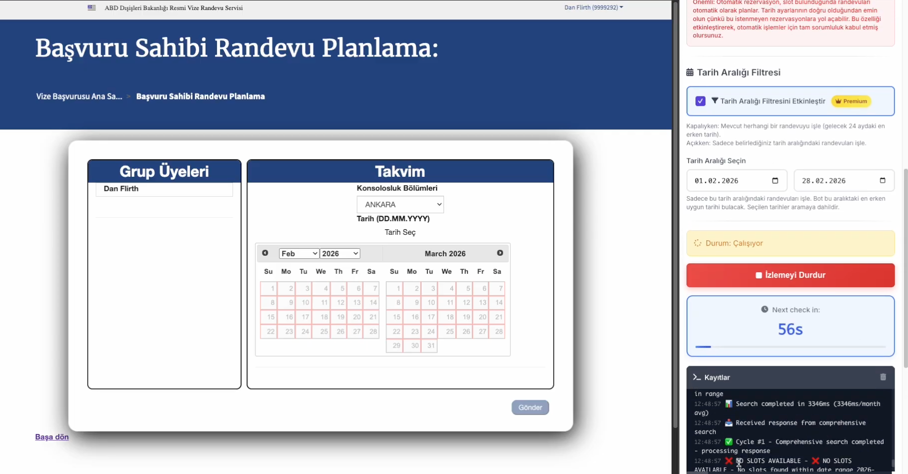Amerika Vize Yardımcısı - Randevu Ekran Görüntüsü